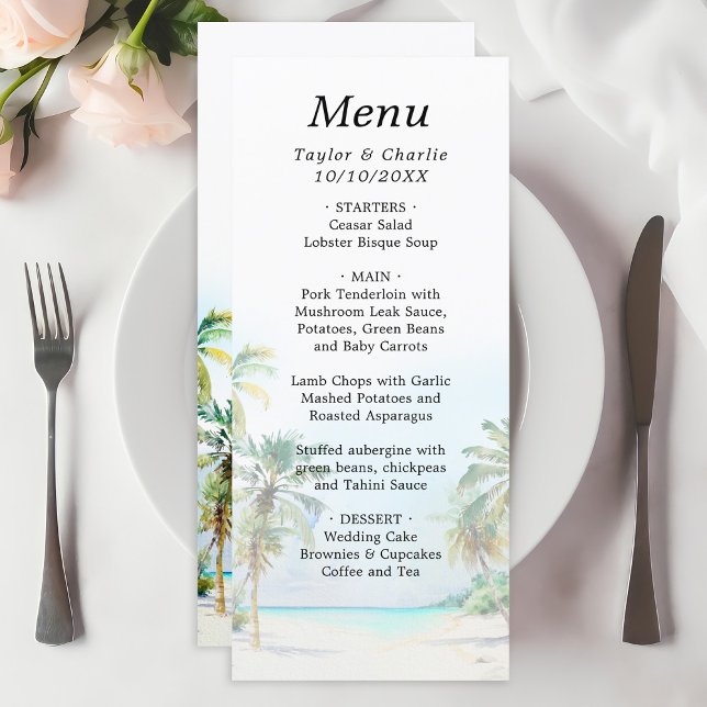 Menu Mariage de Destination sur une Plage Tropicale (Créateur téléchargé)