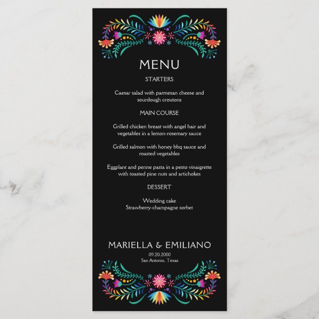 Menu Mariage de douche Fiesta Floral (Devant)