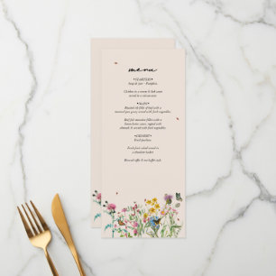 Menu Mariage de Fleur sauvage d'aquarelle Jardin & Inse