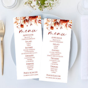 Menu Mariage de fleurs Brown rouillées de Bourgogne