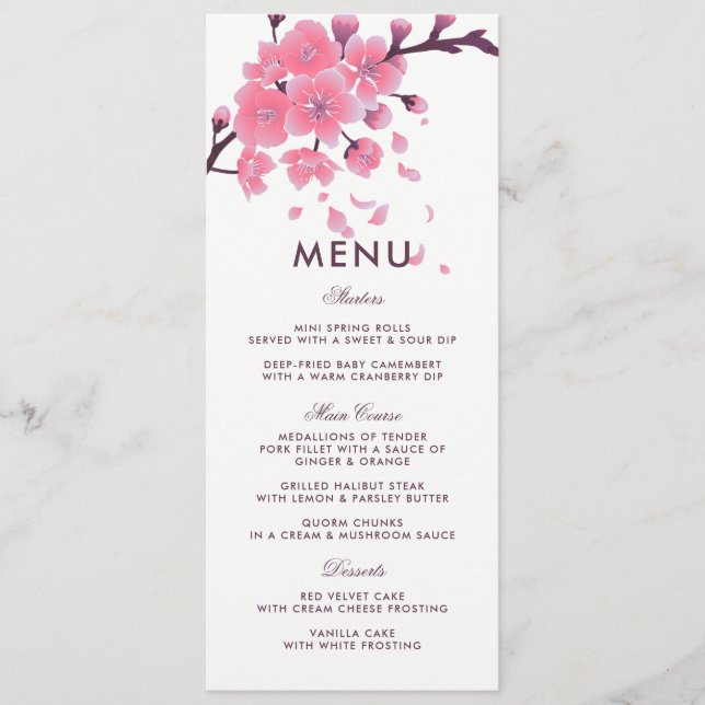 Menu Mariage de fleurs de cerisier Sakura (Devant)