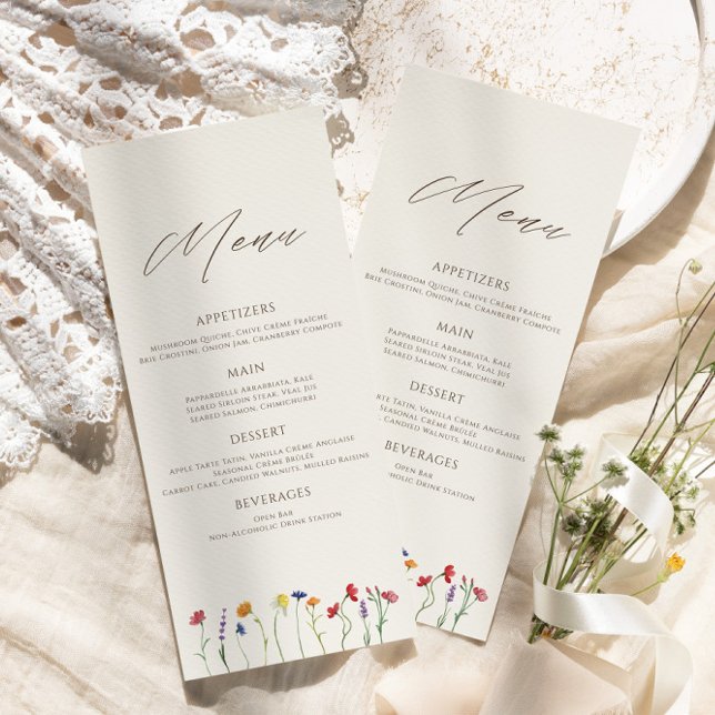Menu Mariage de fleurs Fleur sauvage de Monogramme colo (Créateur téléchargé)