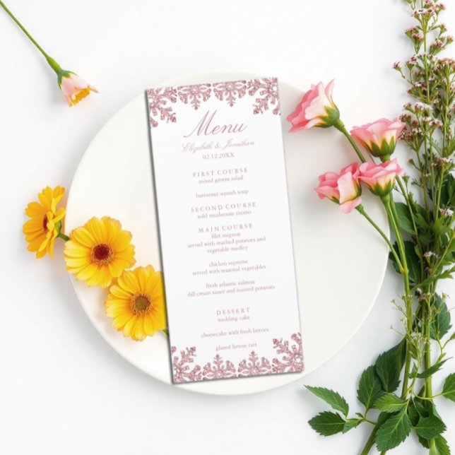 Menu Mariage de flocon de neige rose (Créateur téléchargé)