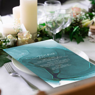 Menu Mariage de flux d'encre ID Turquoise762