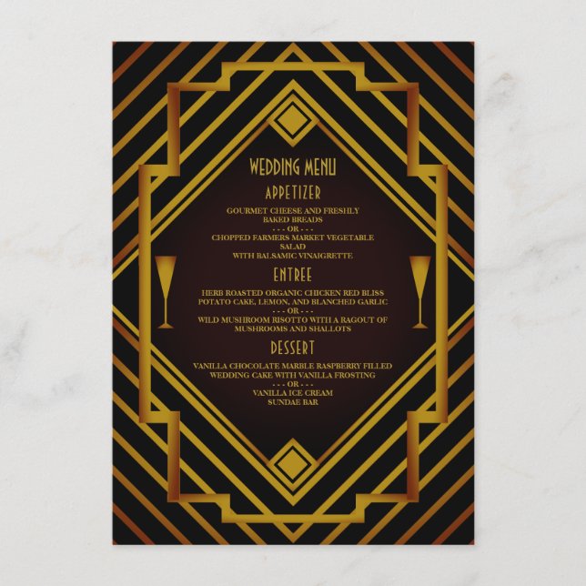 Menu Mariage de Gatsby Gold 2020 (Devant)