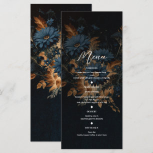Menu Mariage de Glam Boho bleu foncé de la marine 