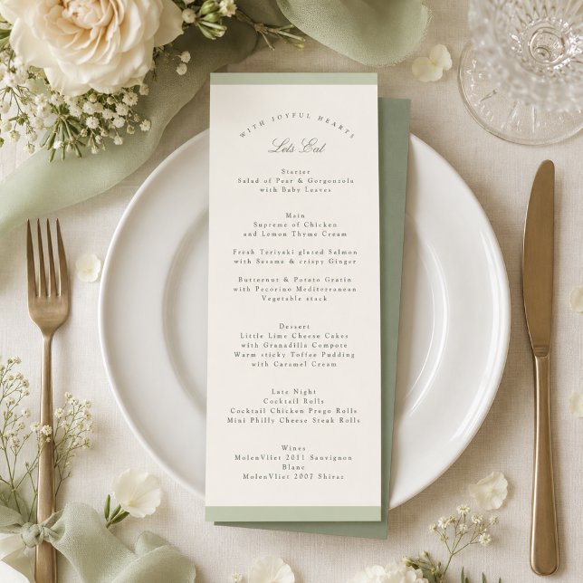 Menu Mariage de Jardin Pistache Douce (Créateur téléchargé)
