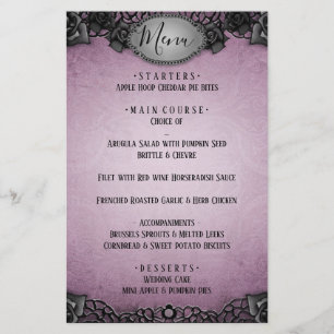 Menu Mariage de jumelage gothique violet
