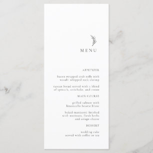 Menu Mariage de la Branche d'Olivier noir et blanc