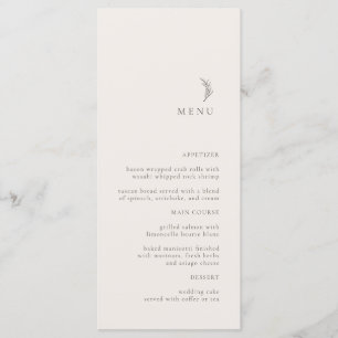 Menu Mariage de la Branche Olive Ecru Moderne