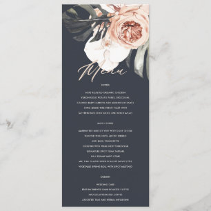 MENU MARIAGE DE LA COULEUR D'EAU FLORALE DE MARINE