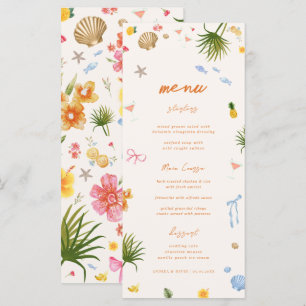 Menu Mariage de la plage côtière nautique manuscrit