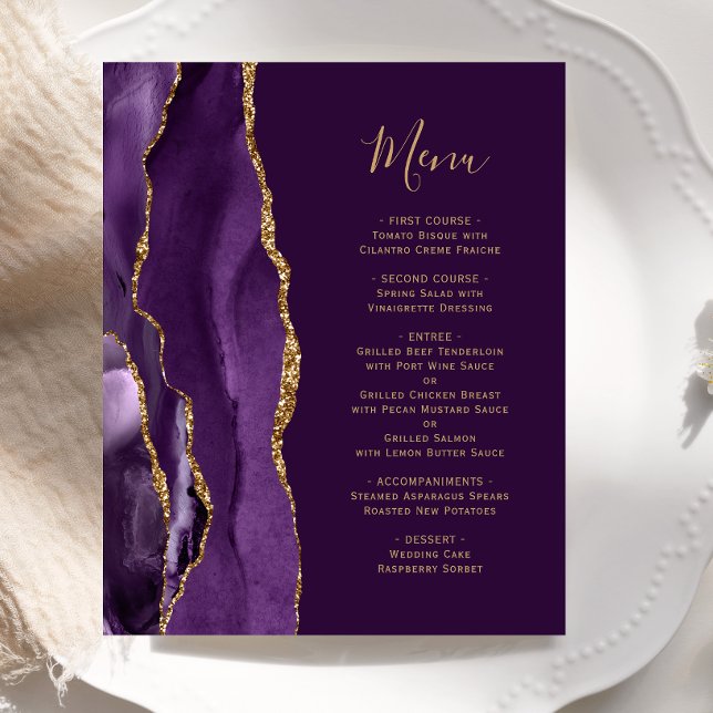 Menu Mariage de la platine d'agate d'or violet bud (Créateur téléchargé)