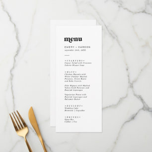 Menu Mariage de la typographie noire moderne