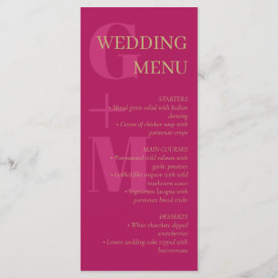 Menu Mariage de la typographie rose Fuchsia