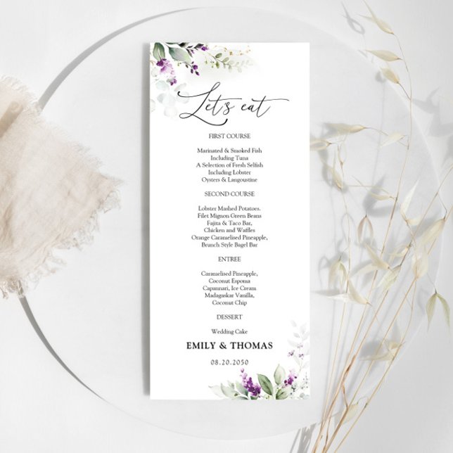 Menu Mariage de lavande verte violette (Créateur téléchargé)
