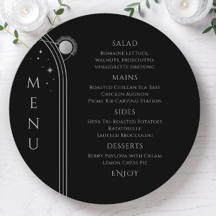 Menu Mariage de l'espace de la lune d'argent noir mysti