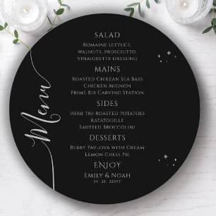 Menu Mariage de l'espace de la lune d'argent noir mysti