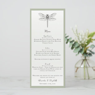 Menu Mariage de libellules de Sage Green