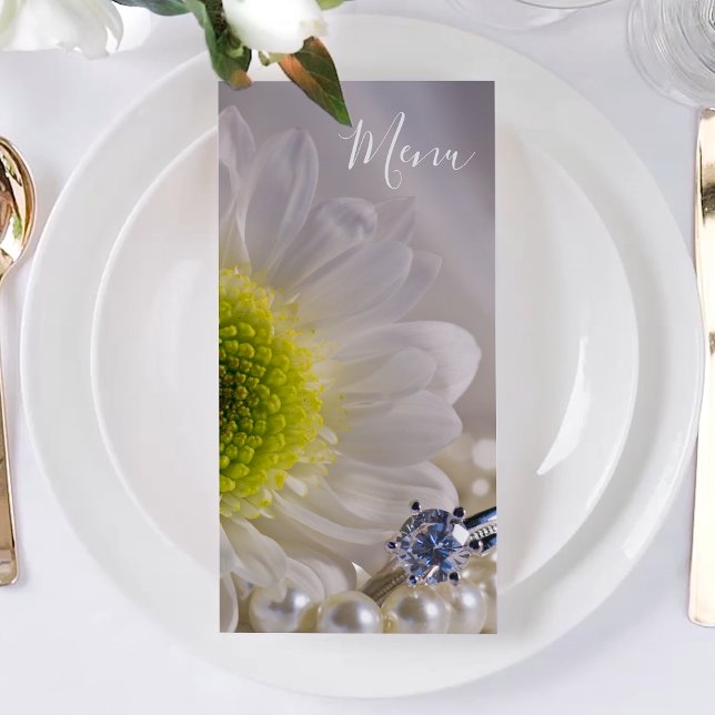 Menu Mariage de marguerite blanche et anneau de di (Créateur téléchargé)