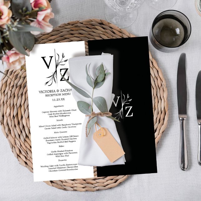 Menu Mariage de monogramme à feutre minimal Boho (Créateur téléchargé)