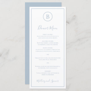 Menu Mariage de monogramme bleu foncé simple