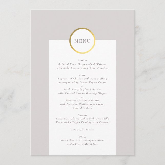 Menu Mariage de monogramme circulaire Taupe et Gold Foi (Devant)