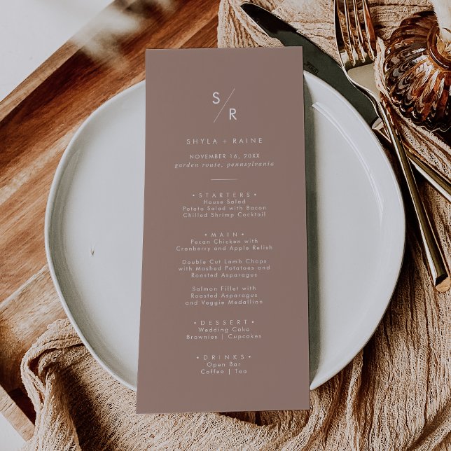 Menu Mariage de monogramme de tonogramme de bois chic (Créateur téléchargé)