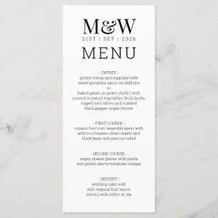 Menu Mariage de monogramme noir blanc