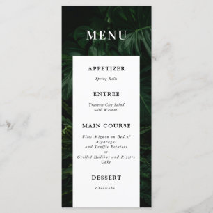 Menu Mariage de Monstera Tropicale Noir Blanc