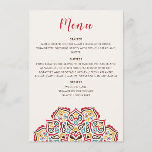 Menu Mariage de Motif de mandala géométrique classique