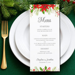 Menu Mariage de Noël Festif Rouge Poinsettia Dîner