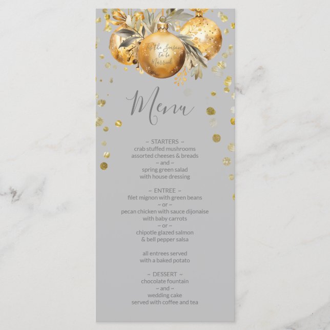 Menu Mariage de Noël Gold Grey (Devant)