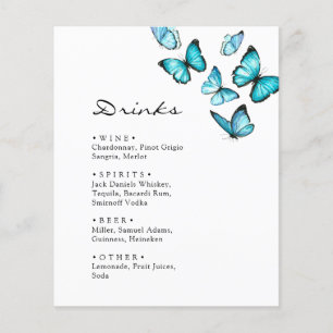 Menu mariage de papillons bleu élégant