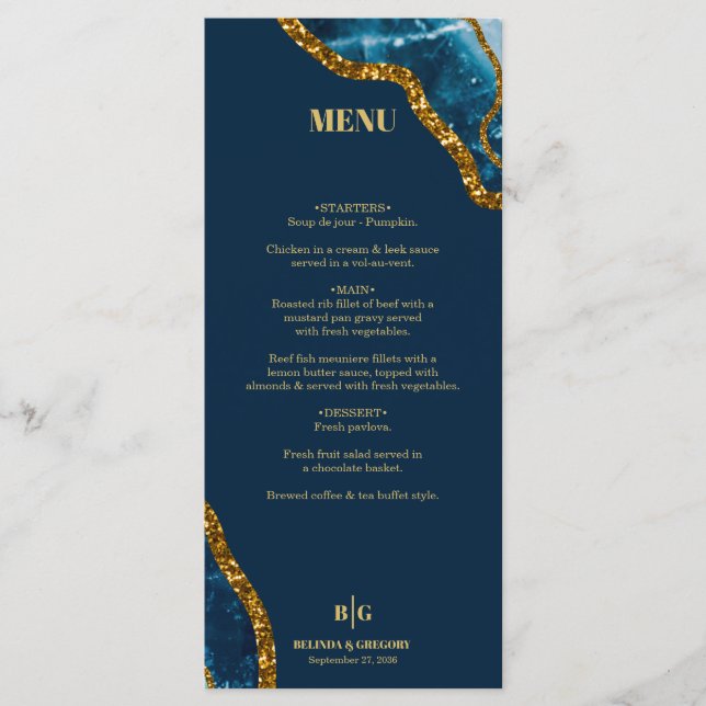 Menu Mariage de Parties scintillant de la géométrie de  (Devant)