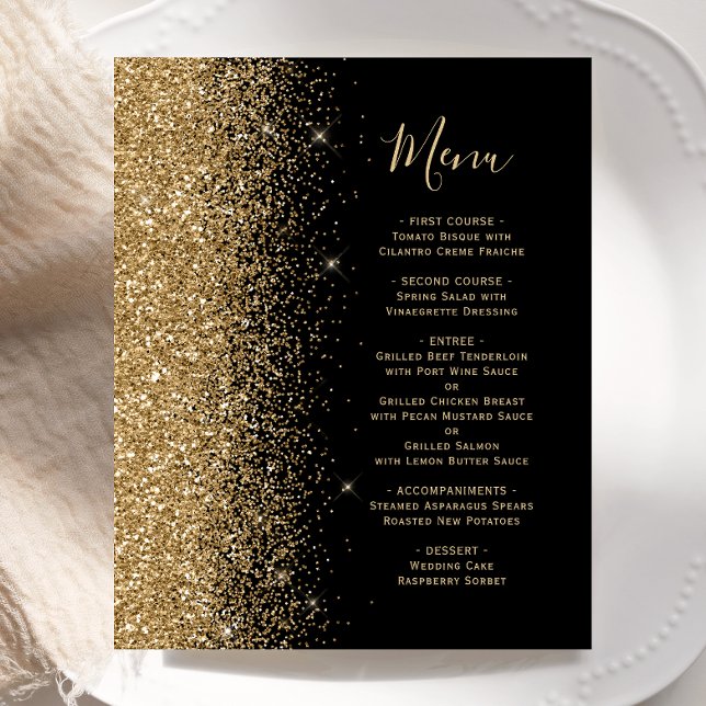 Menu Mariage de Parties scintillant d'or noir budg (Créateur téléchargé)