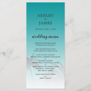 Menu Mariage de plage de Palm Tree Tropical Vert