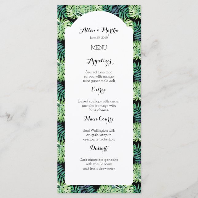 Menu Mariage de plage Hawaiian Island (Devant)