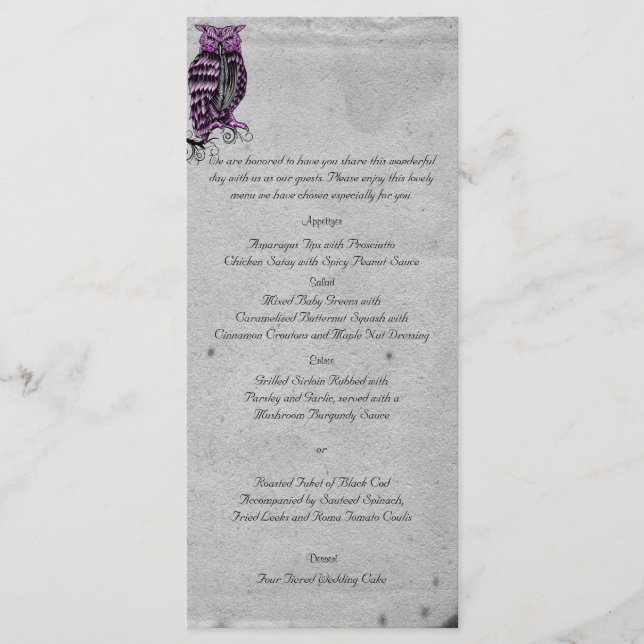 Menu Mariage de puceron gothique pourpre (Devant)