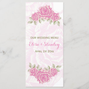 Menu mariage de roses vintages rose