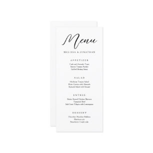 Menu Mariage de script de calligraphie moderne simple