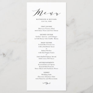 Menu Mariage de script de Dainty minimaliste noir