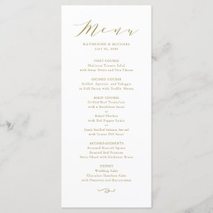Menu Mariage de script de Dainty Minimaliste Or