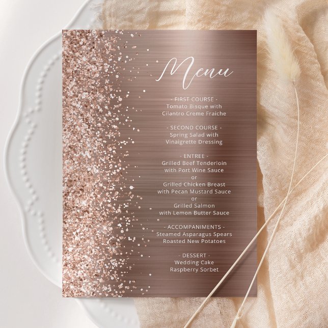 Menu Mariage de script de Parties scintillant rose Gold (Créateur téléchargé)