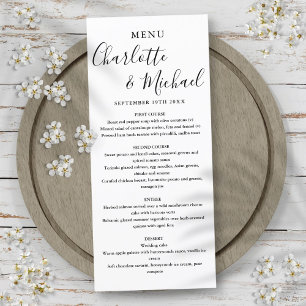 Menu Mariage de script de signature noir simple