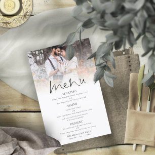 Menu Mariage de script élégant de photo budget