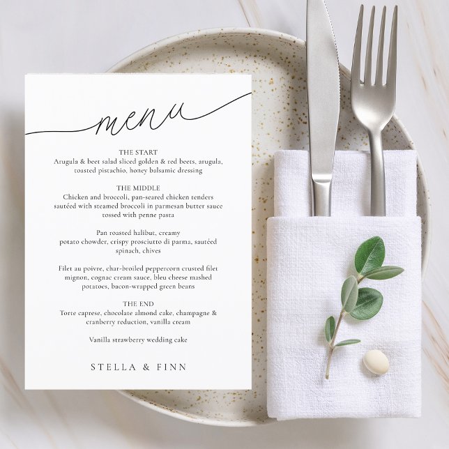 Menu Mariage de script minimaliste moderne (Modern Minimalist Script Wedding Menu)