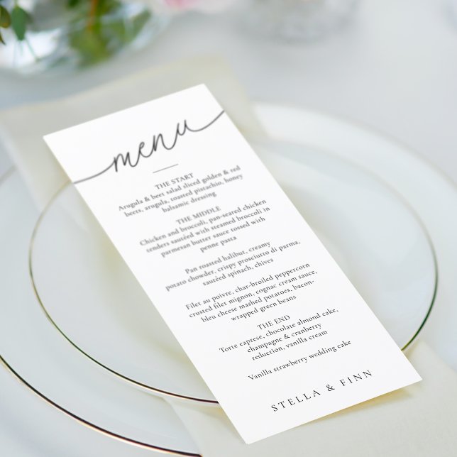 Menu Mariage de script minimaliste moderne (Modern Minimalist Script Wedding Menu)