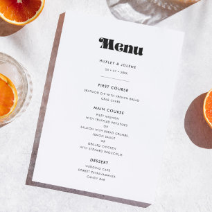 Menu Mariage de script rétro vintage