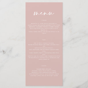 Menu Mariage de script simple et élégant rose vif
